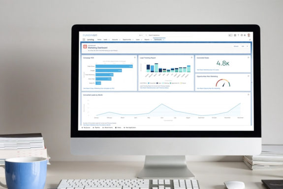 screenshot of fundingo dashboards and reports for loan management